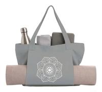 Bolsa grande de lona para esterilla de yoga con múltiples bolsillos para gimnasio, viajes, compras, con cremallera SBS (gris)