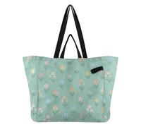 Bolsa grande de lona para vacaciones, cocina, comestibles, bolsa de compras casual para mujer, viajes, playa, fiesta, patrón de flores silvestres dispersas