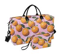 Bolsa grande de transporte para aeropuerto, con correa ajustable, para viajes de negocios, multifuncional, con muchas naranjas sobre fondo de melocotón