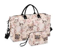 Bolsa grande de viaje con diseño de bulldog francés, diseño de perros bulldog francés, color rosa GOL, bolsa de transporte grande con bolsa de aseo para viajes de gran capacidad