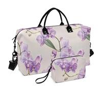 Bolsa grande de viaje con diseño de orquídea morada, bolsa de transporte para gimnasio, bolsa de aseo multifuncional para entrenamiento