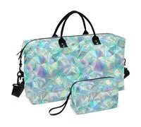 Bolsa grande decorativa con diseño holográfico de brillo colorido con correa ajustable para viajes en avión, impermeable, para viajar