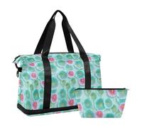 Bolsa grande impermeable divertida ilusión óptica 3D con diseño de nenúfares de agua, bolsa de viaje con artículos de aseo para viajes en avión