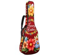 Bolsa grande para guitarra acústica, se adapta a 40/41/42 pulgadas, impermeable con esponja protectora, múltiples bolsillos, corona roja de feliz Pascua, multicolor, 42.9x16.9x4.7 in, Bolsa para