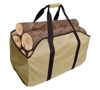 Bolsa grande para leña, cesta de madera para chimenea, hecha de Oxford resistente al agua, ideal para chimenea y exterior, también como cesta de la compra o bolsa de transporte (caqui)
