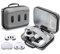 Bolsa grande para Meta Quest 3/3S/2, viaje y almacenamiento bolsa de transporte compatible con auriculares VR Touch Controller batería Elite Strap accesorios, 180 ° reversible, resistente al agua para