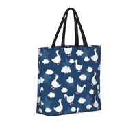 Bolsa grande para mujer, reutilizable, con cremallera, bolsas de playa para mujer, bonita bolsa de ganso en cielo azul para mamá, adecuada para hospital, playa, viajes, compras