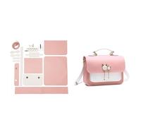 Bolsa hecha a mano retro cosida a mano para coser, bolsos de hombro, accesorios de piel sintética, correa ajustable, kit de fabricación de bolsas para niños, Pink, Estilo retro