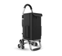 Bolsa impermeable de 6 ruedas de 36 litros, ligera y plegable, diseño extraíble, escalador de escaleras con ruedas triangulares silenciosas, perfecto para negocios y viajes (negro)