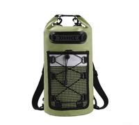 Bolsa impermeable hecha de tela de malla de PVC 500D para protección del agua al aire libre durante kayak, senderismo, para natación y viajes a la playa (20 L doble verde militar)