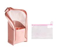 Bolsa Impermeable para brochas cosméticas, Porta brochas cosméticas, Neceser de Viaje portátil, Neceser multifunción para lápices de Cejas, con 1 Bolsa de Almacenamiento con Cremallera. (Rosa)