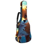 Bolsa impermeable para guitarra con bolsillos y forro protector, se adapta a guitarras de 40/41/42 pulgadas, Lovely Fox nada bajo el agua, Multicolor#06, 42.9x16.9x4.7 in, Bolsa para guitarra