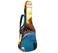 Bolsa impermeable para guitarra con bolsillos y forro protector, se adapta a guitarras de 40/41/42 pulgadas, Lovely Fox nada bajo el agua, Multicolor#03, 42.9x16.9x4.7 in, Bolsa para guitarra