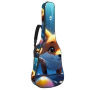 Bolsa impermeable para guitarra con bolsillos y forro protector, se adapta a guitarras de 40/41/42 pulgadas, Lovely Fox nada bajo el agua, Multicolor#02, 42.9x16.9x4.7 in, Bolsa para guitarra