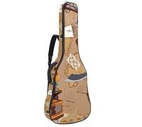 Bolsa impermeable para guitarra con cremallera suave para bajo, guitarra acústica y clásica, guitarra eléctrica, mapa del tesoro