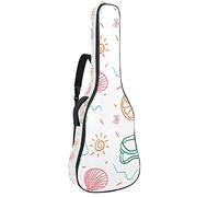 Bolsa impermeable para guitarra con cremallera suave para bajo, guitarra acústica y clásica, guitarra eléctrica, Doodle Coral Orange y Sun