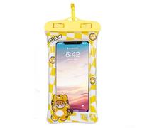 Bolsa impermeable para teléfono, IPX8, bolsa seca subacuática, compatible con pantalla táctil con protección, para natación, buceo, deportes de playa (gato grande amarillo)