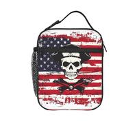Bolsa Isotérmica Bandera pirata americana Portátil Bolsa de Almuerzo Ligera Lunch Box para Clase Colegio Picnic