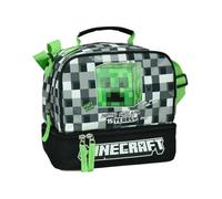 Bolsa isotérmica compatible con Minecraft Crafting Snack Bag 21 cm para almuerzo merienda - 2 compartimentos cierre cremallera