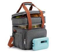 Bolsa isotérmica plegable pequeña de 15 l, incluye batería de frío, bolsa aislante de doble piso, bolsa térmica a prueba de fugas, bolsa para el almuerzo para el trabajo y viajes