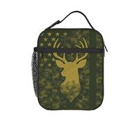 Bolsa Isotermica Porta Alimentos Bandera americana de camuflaje para cazar ciervos Portátil Bolsa de Almuerzo Resistente Fiambreras Comida Trabajo para Trabajo Clase Colegio