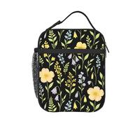 Bolsa Isotermica Porta Alimentos Flores de colores pastel negras Polifuncional Bolsa Almuerzo Reutilizable Fiambreras Comida Trabajo para Hombres Trabajo Clase