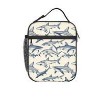 Bolsa Isotérmica Tiburón dibujado a mano Portátil Bolsa Nevera Fugas Fiambreras Comida Trabajo para Hombres Colegio Clase