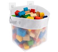 Bolsa Juguetes Bañera, Red de Almacenamiento Bolsa de Juguete, Bolsas de Organizadora de Juguete de Baño, con 2 Ganchos Adhesivo, Red de Almacenamiento Bañera, para Fácil Acceso y Organización, Blanco