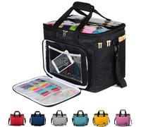 Bolsa Labores, Honshin Bolsa para Accesorios de Costura Portátil para Crochet Guardar Lanas y Agujas Proyectos(Negro)