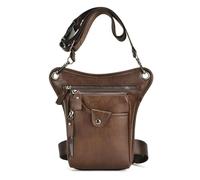 Bolsa Lateral Riñonera Universal Para Hombre Pierna Caída Bandoleras Cruzadas Motociclista Bandolera PU Para(Brown)