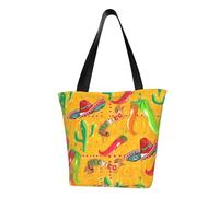 Bolsa ligera de verano con estampado de sombrero de cactus y chile, correa ajustable, cómoda, viajes, playa, uso diario