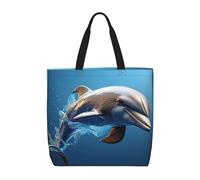 Bolsa ligera y cómoda con estampado 3D de delfines y animales, reutilizable, ecológica, para viajes, playa, trabajo