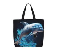 Bolsa ligera y cómoda con estampado 3D de delfines y animales, reutilizable, ecológica, para viajes, playa, trabajo