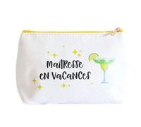 Bolsa Maestría en Vacaciones | Gracias Amante - Agradecimientos Amante - Regalo Amante - Regalo de Fin de Año Escolar, blanco, Estuche de maquillaje