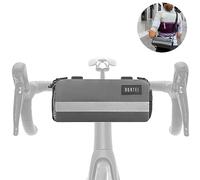 Bolsa Manillar Bicicleta Carretera, Gravel y BTT - Mochila Bikepackaging con Correa Extraíble para Hombro y Cremallera Impermeable - 23 x 10 cm - 2L (Gris)