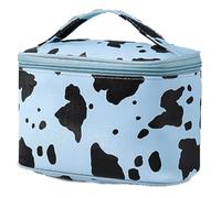 Bolsa Maquillaje Bolsa de cosméticos con Estampado de Vaca, portátil, de Viaje, Gruesa, Impermeable, for Guardar Productos de Cuidado de la Piel y artículos de tocador. Viaje(BLU,L)