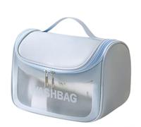 Bolsa Maquillaje Bolsa de Maquillaje Transparente for cosméticos, Neceser de Viaje, Resistente al Agua, contenedor de tamaño Completo for artículos de tocador. Viaje(BLU)
