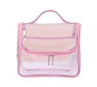 Bolsa Maquillaje Cosmetic Bags Clear PVC Zipper Bag Women Beauty Makeup Organizer Transparent Travel Pouch Toiletry Wash Storage(Pink)