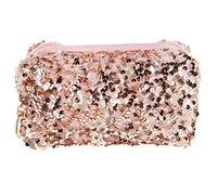 Bolsa Maquillaje Mujer Viaje Lentejuelas Rosa Gran Capacidad Oxford | Neceser Organizador Portátil, Diseño Cuadrado de Moda, Tela Aterciopelada Resistente para Cosméticos