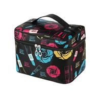Bolsa Maquillaje Portable Travel Wash Bag Female Transparent Waterproof Makeup Storage Pouch Large Capacity Cosmetic Organizer Beauty(Blue Rose)