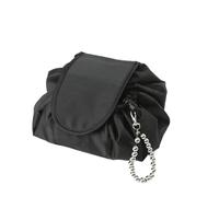 Bolsa Maquillaje Women Drawstring Cosmetic Bag Travel Storage Makeup Organizer Female Make Up Pouch Portable Waterproof Toiletry Beauty Case(Black and Chain)