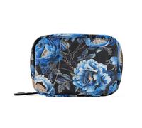Bolsa médica azul vintage con compartimentos desmontables, práctico organizador de píldoras 2 veces al día para bolso