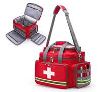 Bolsa Médica Botiquín de Primeros Auxilios Vacio Bolsa de Medicamentos Grande para Viaje, Casa, Deportivo, Supervivencia, Maletin Medico para Enfermeras Fisioterapeutas, Fondo Antideslizante -Rojo