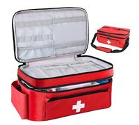 Bolsa Médica Botiquin de Primeros Auxilios Vacio con Divisores Desmontables Bolsa de Medicamentos para Viaje, Deportivo, Supervivencia, Maletin Medico para Enfermeras Fisioterapeutas -Rojo