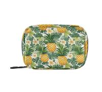 Bolsa médica con diseño de piña tropical, color dorado, amarillo, verde, hojas de palma, con compartimentos desmontables, práctica bolsa de medicina, organizador de píldoras