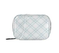 Bolsa médica con patrón a cuadros azul y blanco con compartimentos desmontables, pastillero de viaje para bolso