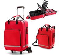 Bolsa Médica Con Ruedas, Botiquín De Primeros Auxilios Portátil Con Ruedas Y Carrito Desmontable, Bolsa De Trauma Para Personal De Emergencias, Ideal Para Médicos Y Estudiantes De Enfermería.(Red)