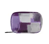 Bolsa médica de pintura artística de tinta morada, blanca y gris con compartimentos desmontables, organizador de pastillas de viaje para bolso