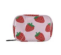 Bolsa médica falsa con purpurina de dibujos animados rosa fresa con compartimentos desmontables, prácticos pastilleros, organizadores para bolso