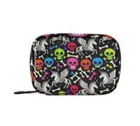 Bolsa médica organizadora de píldoras grande para bolso, esqueleto, unicornios, colorido